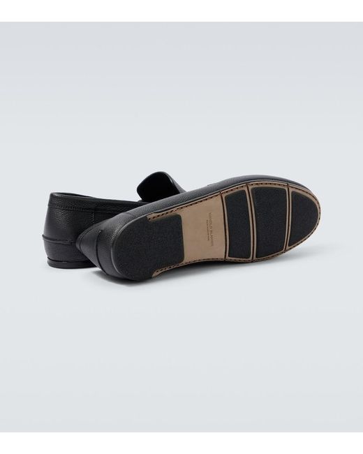 Manolo Blahnik Black Leather Loafers for men