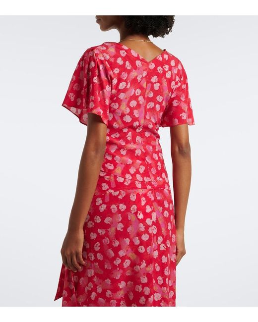 Isabel Marant Red Faljane Floral Silk-Blend Top