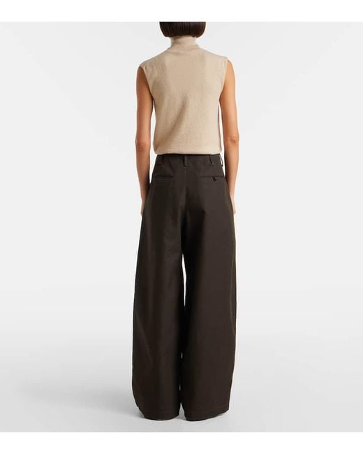 Lemaire Black Weite High-Rise-Hose Aus Twill