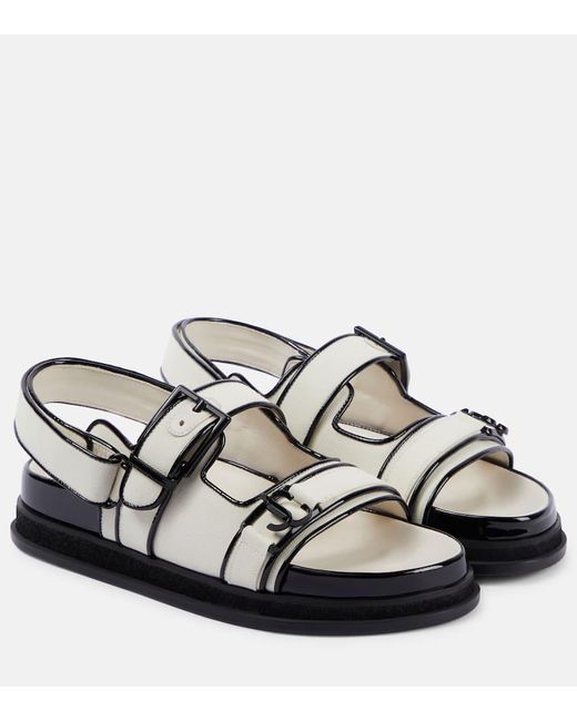 Jimmy Choo Brown Sandalen Elyn aus Canvas mit Leder