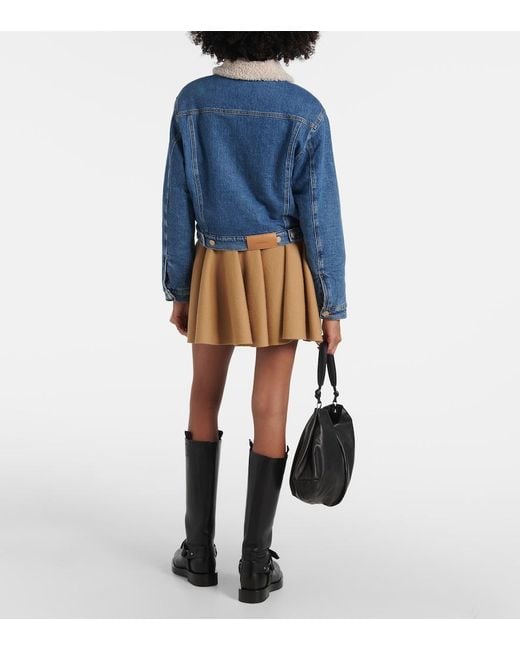 7 For All Mankind Blue Teddy-Trimmed Denim Jacket