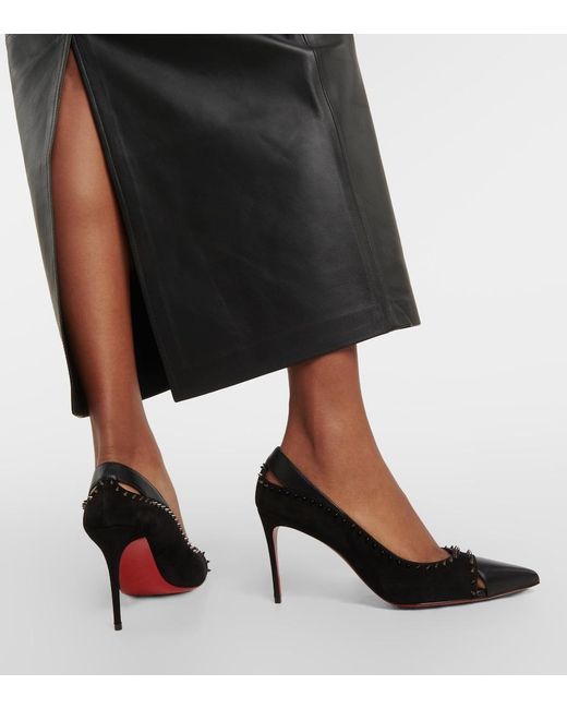 Christian Louboutin Black Duvette Spikes 85 Leather & Suede Pump