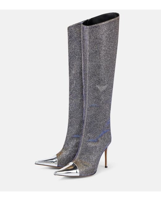 Alexandre Vauthier Gray Metallic Knee-High Boots