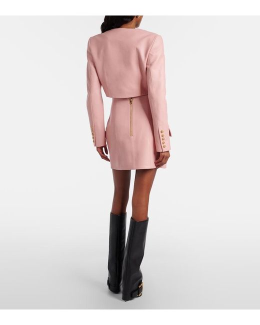 Balmain Pink Leather Miniskirt