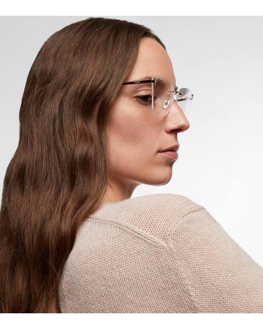 Fendi Natural Cat-Eye-Brille First Crystal