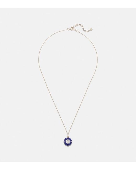 Mateo White 14Kt Pendant Necklace With Lapis Lazuli And Diamonds