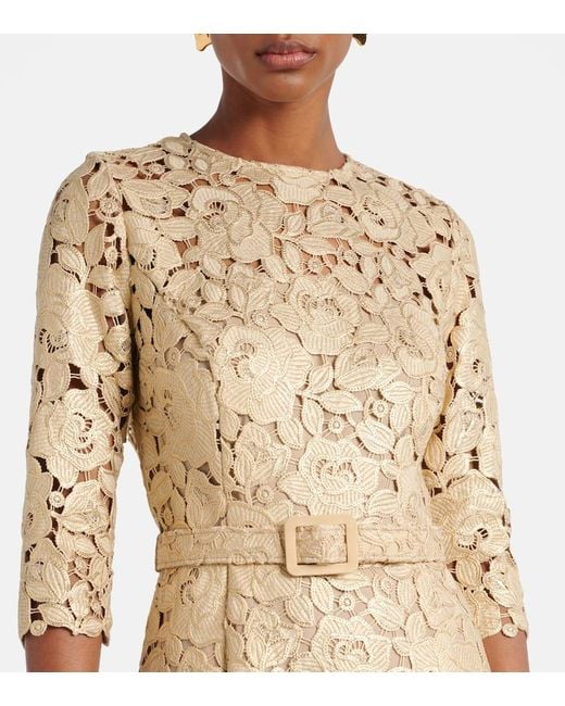 Oscar de la Renta Yellow Guipure Lace Cocktail Dress