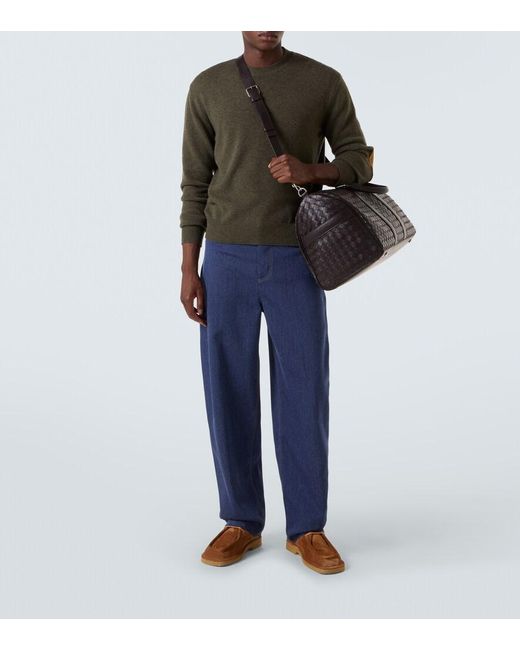 Bottega Veneta Black Intrecciato Leather Duffel Bag for men
