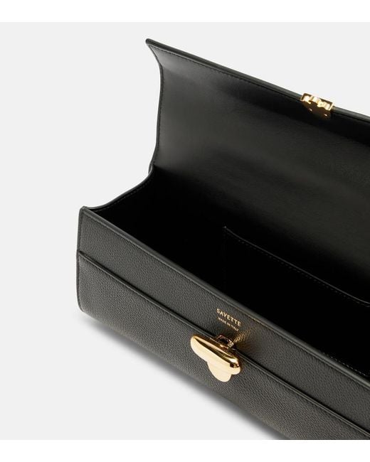 SAVETTE Black Slim Symmetry Leather Tote Bag