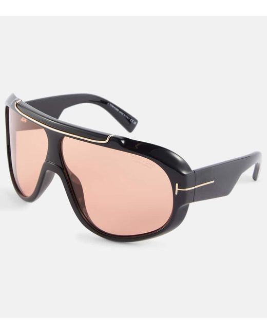 Occhiali Da Sole A Mascherina Con Placca Logo di Tom Ford in Natural