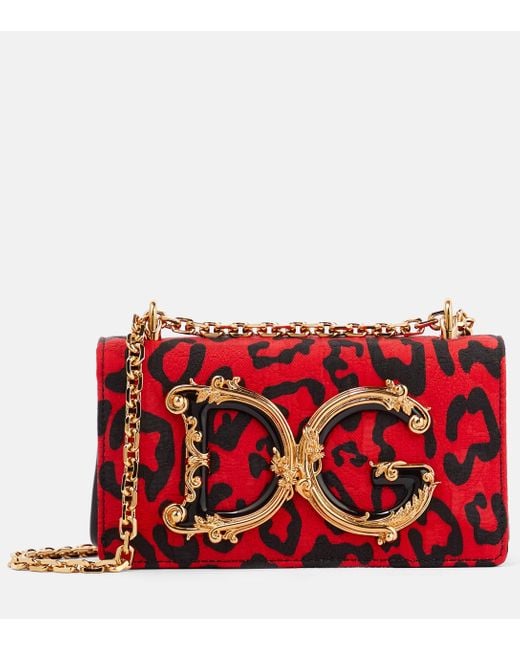 Sac DG Girls en brocart a motif leopard Dolce & Gabbana en coloris Rouge |  Lyst