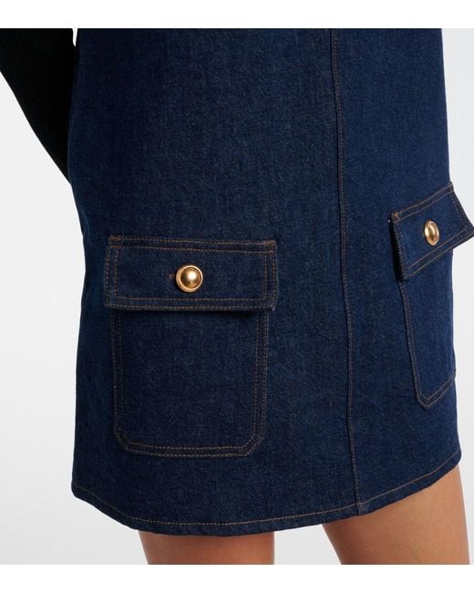 FRAME Blue Pinafore Cotton Denim Minidress