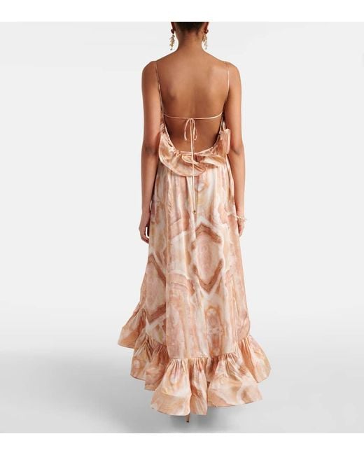 Zimmermann Brown Bedrucktes Maxikleid Illuminate Aus Seide
