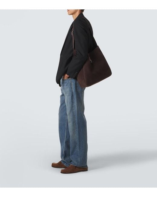 Saint Laurent Brown Le 5 A 7 Maxi Suede Shoulder Bag for men