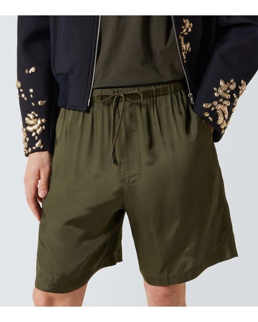 Dries Van Noten Green Metallic Straight Pants for men