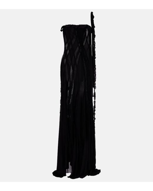 Blumarine Black Draped One-Shoulder Gown