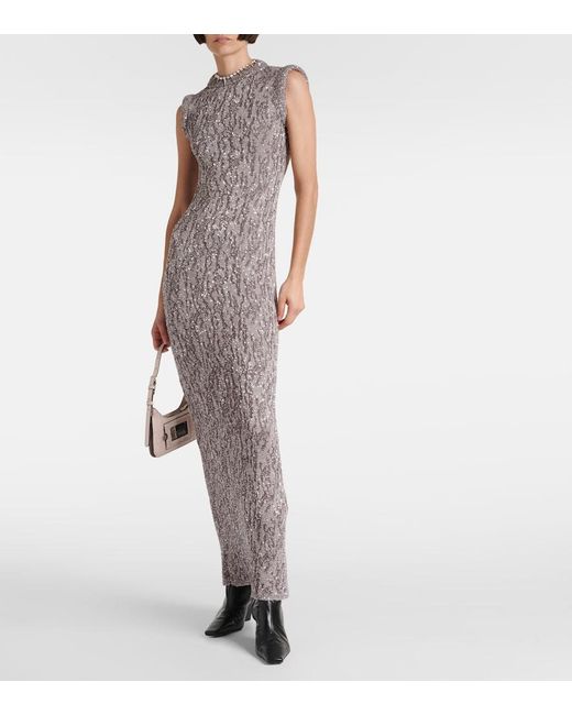 Acne Gray Sequined Jacquard Maxi Dress