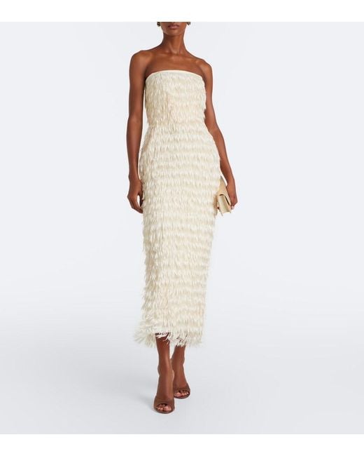 Maticevski White Marigold Fringed Bustier Gown