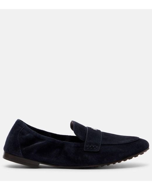 Tory Burch Blue Logo Suede Loafers