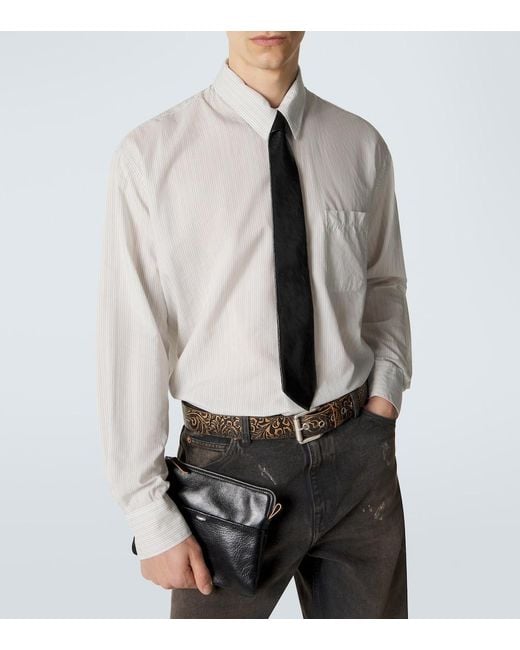 Our Legacy White Above Striped Cotton-Blend Shirt for men