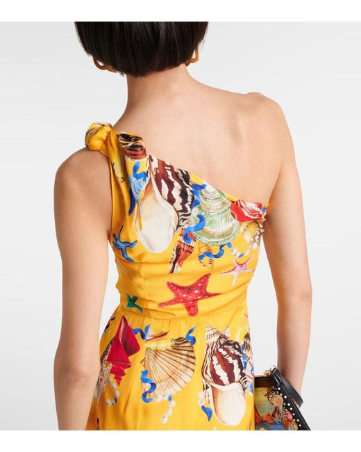 Dolce & Gabbana Metallic Capri Printed Silk-Blend Midi Dress
