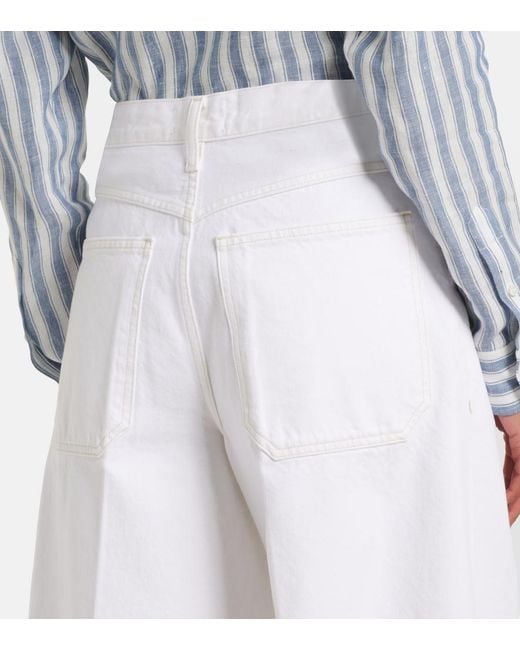 Agolde White Nolan Denim Bermuda Shorts
