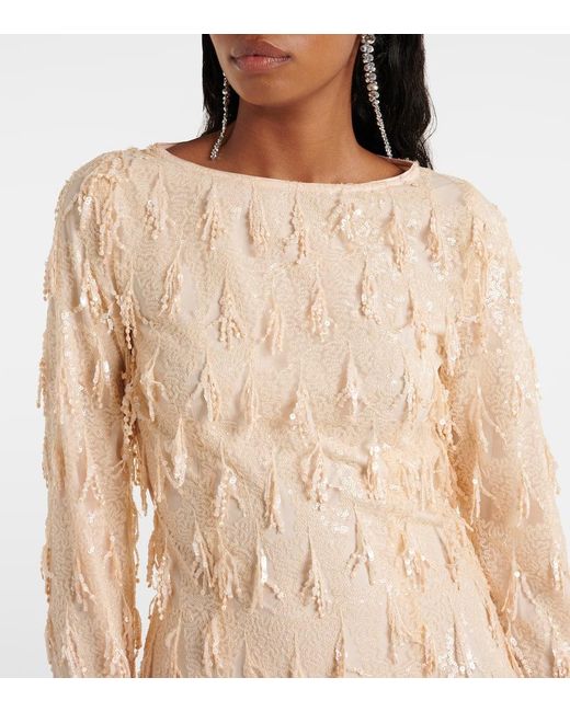 ROTATE BIRGER CHRISTENSEN Natural Minikleid Mit Pailletten