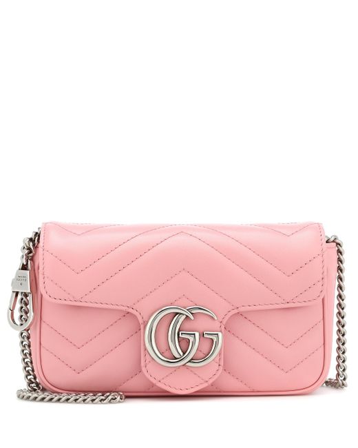 Gucci Pink GG Marmont Super Mini Leather Shoulder Bag