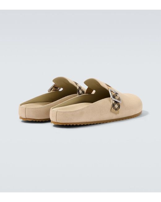 Burberry White Urchin Suede Clogs for men