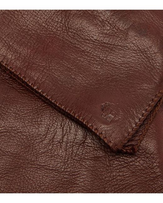 Loro Piana Brown Cashmere And Silk-Lined Leather Gloves