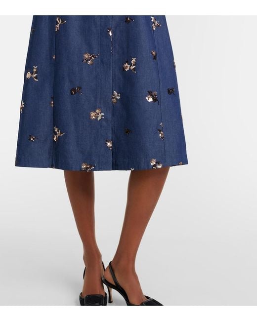 Altuzarra Blue Kieran Embellished Denim Shirt Dress