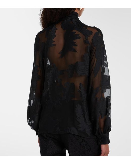 Etro Black Paisley Tie-Neck Blouse