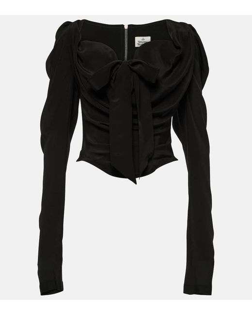 Vivienne Westwood Black Tie-detail Silk Top