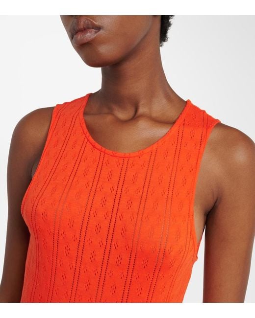 Loewe Red Paula's Ibiza Pointelle Cotton Jersey Maxi Dress