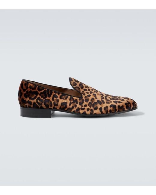 Gianvito Rossi Brown Leopard-Print Loafers for men
