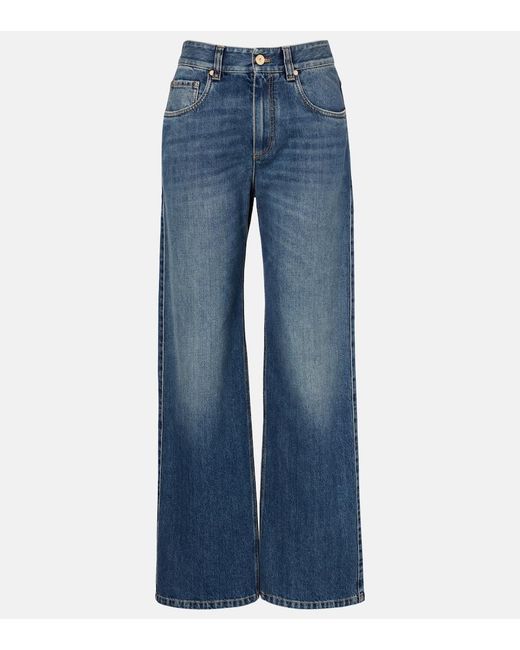 Brunello Cucinelli Blue Monili High-Rise Wide-Leg Jeans