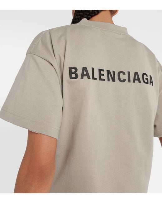 Balenciaga Gray Logo-embroidered T-shirt