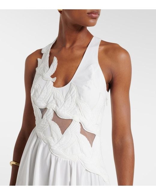 Zimmermann White Luna Patch-Applique Cotton Midi Dress