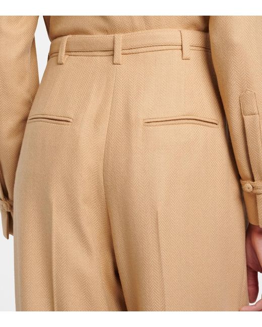 Gabriela Hearst Natural Rhein High-Rise Wool Flared Pants