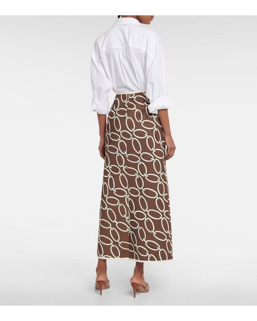 Valentino Natural Chain-Print Maxi Skirt