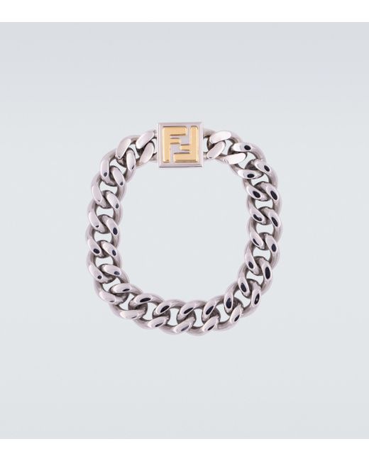 Fendi Metallic Palladium And Gold-colored Bracelet for men