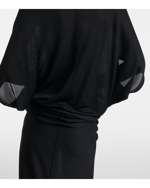 The Row Black Delyra Ruched Jersey Gown