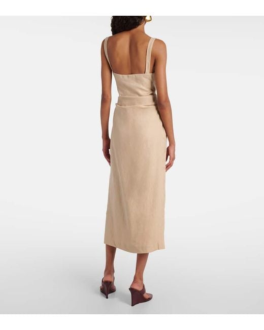 Sir Natural Moretti Cutout Linen Midi Dress