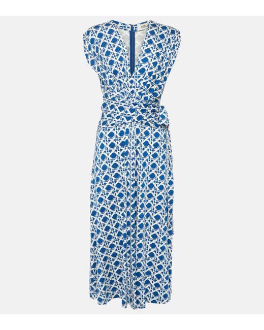 Diane von Furstenberg Blue Dorothee Printed Midi Dress