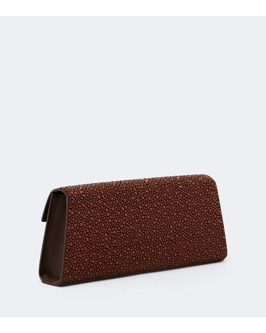 Elie Saab Brown Crystal-Embellished Clutch