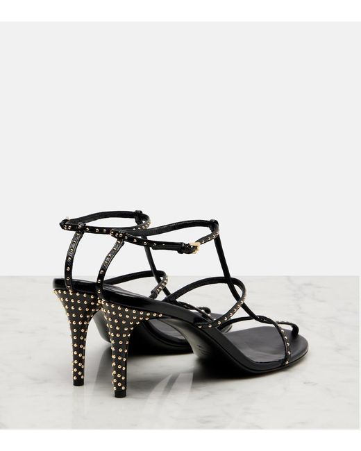 Khaite Black Cage 75 Studded Leather Sandals