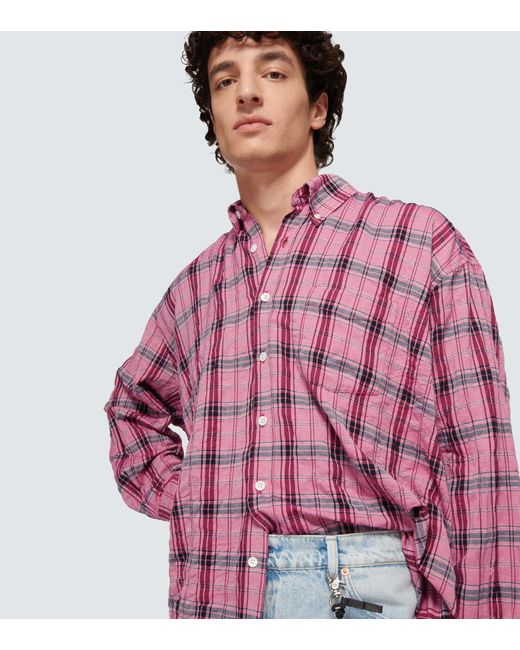 Our Legacy Borrowed Bd Checked Shirt in Pink for Men | Lyst