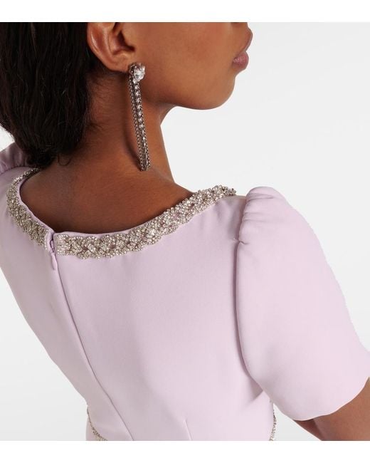 Self-Portrait Pink Crystal-Embellished Crepe Gown