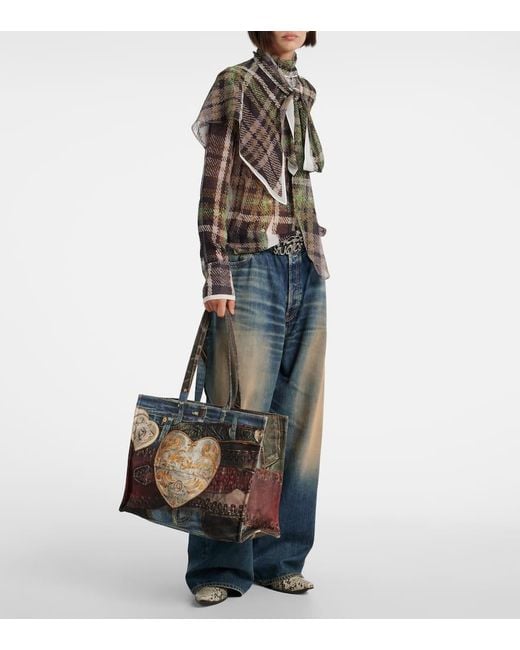 Acne Black Embossed Canvas Tote Bag