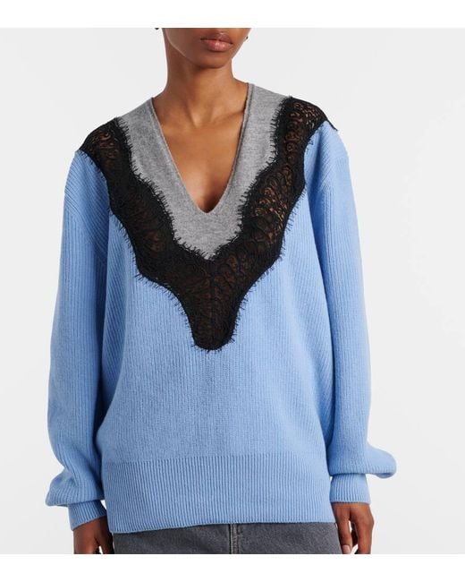 Stella McCartney Blue Miracle Lace Virgin Wool Sweater